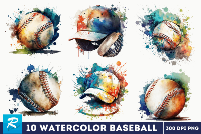 Watercolor Baseball Clipart Bundle