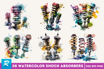 Watercolor Shock Absorbers  Clipart Bundle