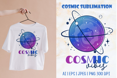 Cosmic vibes| Planet T-Shirt Design