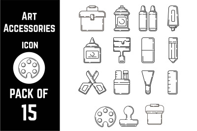 Art Accessories icon pack bundle lineart vector template