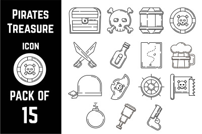 Sea Pirates icon pack bundle lineart vector template