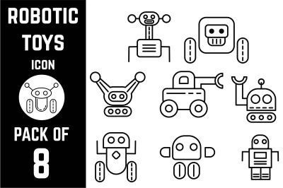 Robotic Toys icon pack bundle lineart vector template