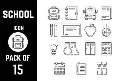 School concept icon pack bundle lineart vector template