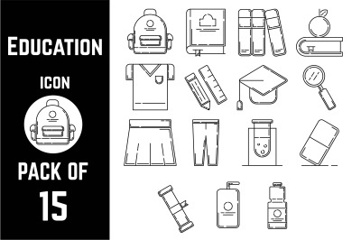 Education concept icon pack bundle lineart vector template