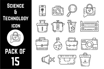 Science and Technology icon pack bundle lineart vector template