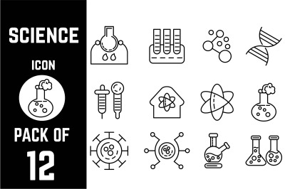 Science icon pack bundle lineart vector template