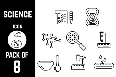 Science icon pack bundle lineart vector template