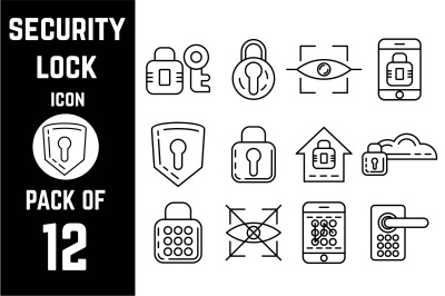 Security Lock icon pack bundle lineart vector template