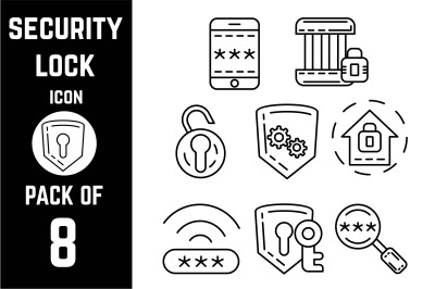 Security Lock icon pack bundle lineart vector template