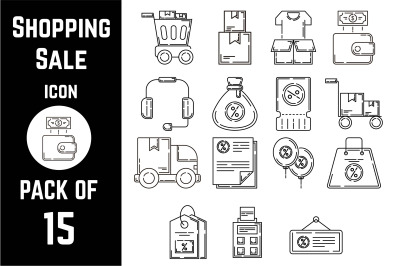 Shopping Sale icon pack bundle lineart vector template