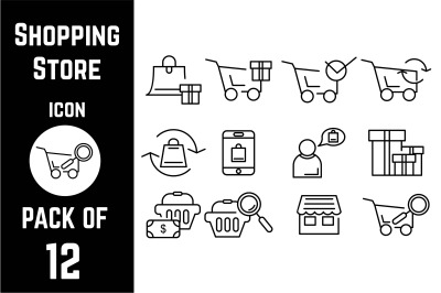 Super Market Shopping Store icon pack bundle lineart vector template