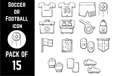 Soccer or Football accessories icon pack bundle lineart vector template