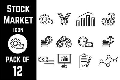 Stock Market Finance icon pack bundle lineart vector template