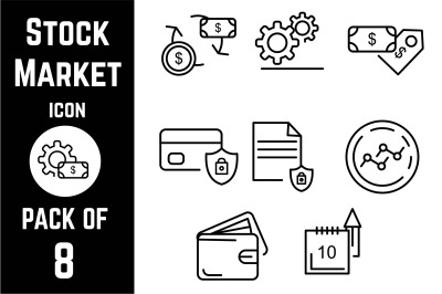 Stock Market Finance icon pack bundle lineart vector template