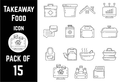 Takeaway Food Concept icon pack bundle lineart vector template