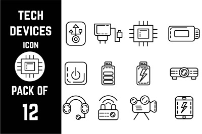 Technology or Tech icon pack bundle lineart vector template