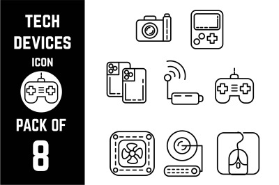 Technology or Tech icon pack bundle lineart vector template