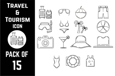 Travel and Tourism icon pack bundle vector template