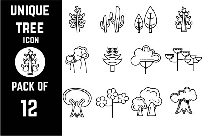 Unique Tree or Plants icon pack bundle vector template