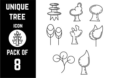 Unique Tree or Plants icon pack bundle vector template