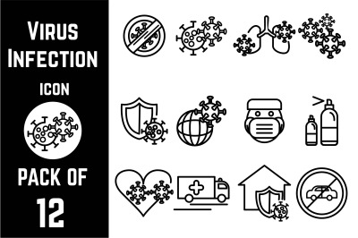 Virus or Infection icon pack bundle vector template