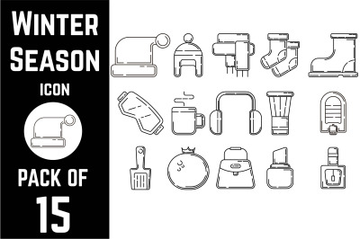 Winter season items icon pack bundle vector template