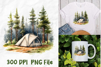 Camping Life Tent In Nature Pine Forest