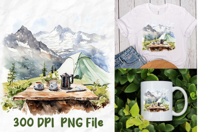 Camping Life Coffee Picnic Mountains