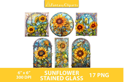 Sunflower Stained Glass Windows Clipart | Thanksgiving PNG