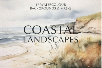COASTAL Watercolor Landscape Backgrounds