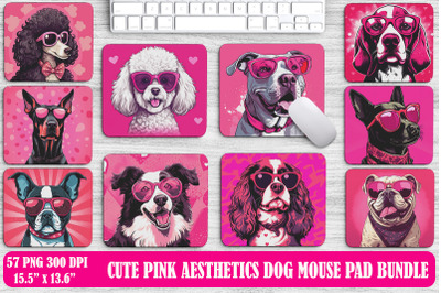 Cute Pink Aesthetics Dog Mouse Pad