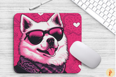 Cute Pink Akita Dog Mouse Pad