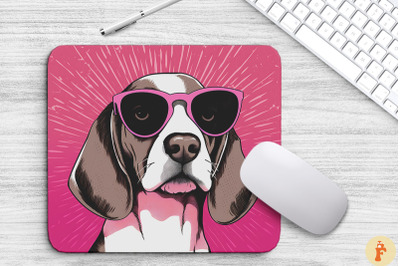 Cute Pink Beagle Dog Mouse Pad