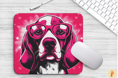 Cute Pink Beagle Dog Mouse Pad