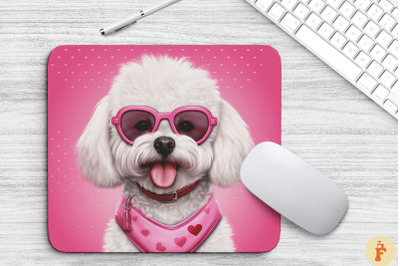 Cute Pink Bichon Frise Mouse Pad