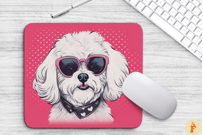 Cute Pink Bichon Frise Mouse Pad