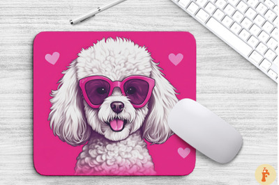 Cute Pink Bichon Frise Mouse Pad