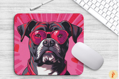 Cute Pink Boxer Dog Mouse Pad