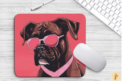 Cute Pink Boxer Dog Mouse Pad