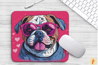 Cute Pink Bulldog Dog Mouse Pad