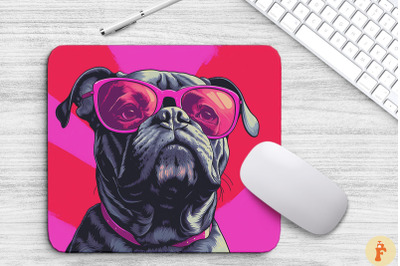 Cute Pink Bullmastiff Dog Mouse Pad