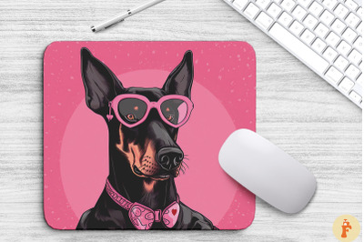 Cute Pink Doberman Pinscher Mouse Pad