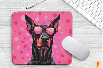 Cute Pink Doberman Pinscher Mouse Pad