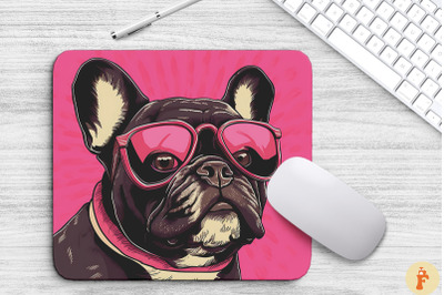 Cute Pink French Bulldog Dog Mouse Pad