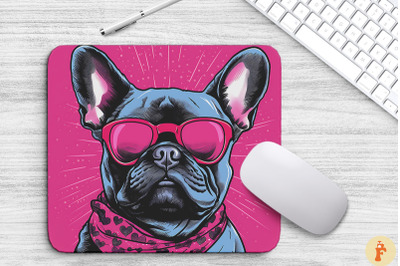 Cute Pink French Bulldog Dog Mouse Pad