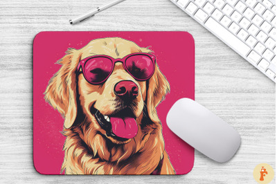 Cute Pink Golden Retriever Mouse Pad