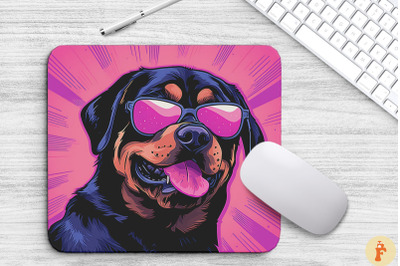 Cute Pink Rottweiler Mouse Pad