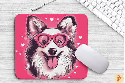 Cute Pink Shetland Sheepdog Mouse Pad