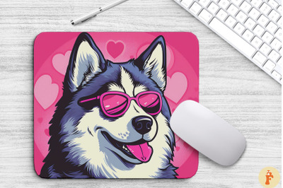 Cute Pink Siberian Husky Mouse Pad