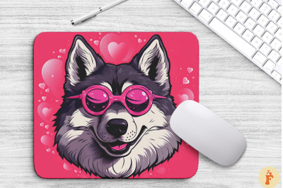 Cute Pink Siberian Husky Mouse Pad